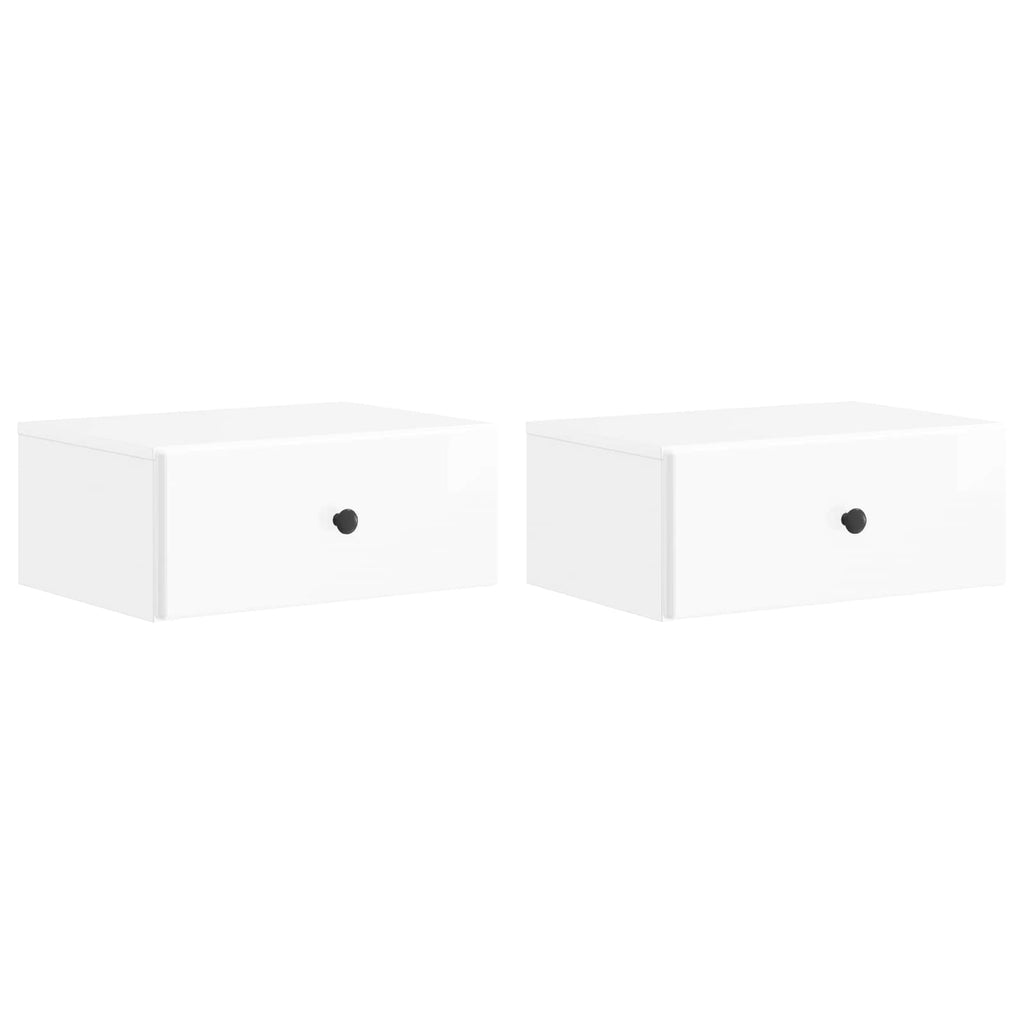 Mobiletto da notte a muro 2 pcs Bianco Lucido 49 x 34,5 x 20 cm