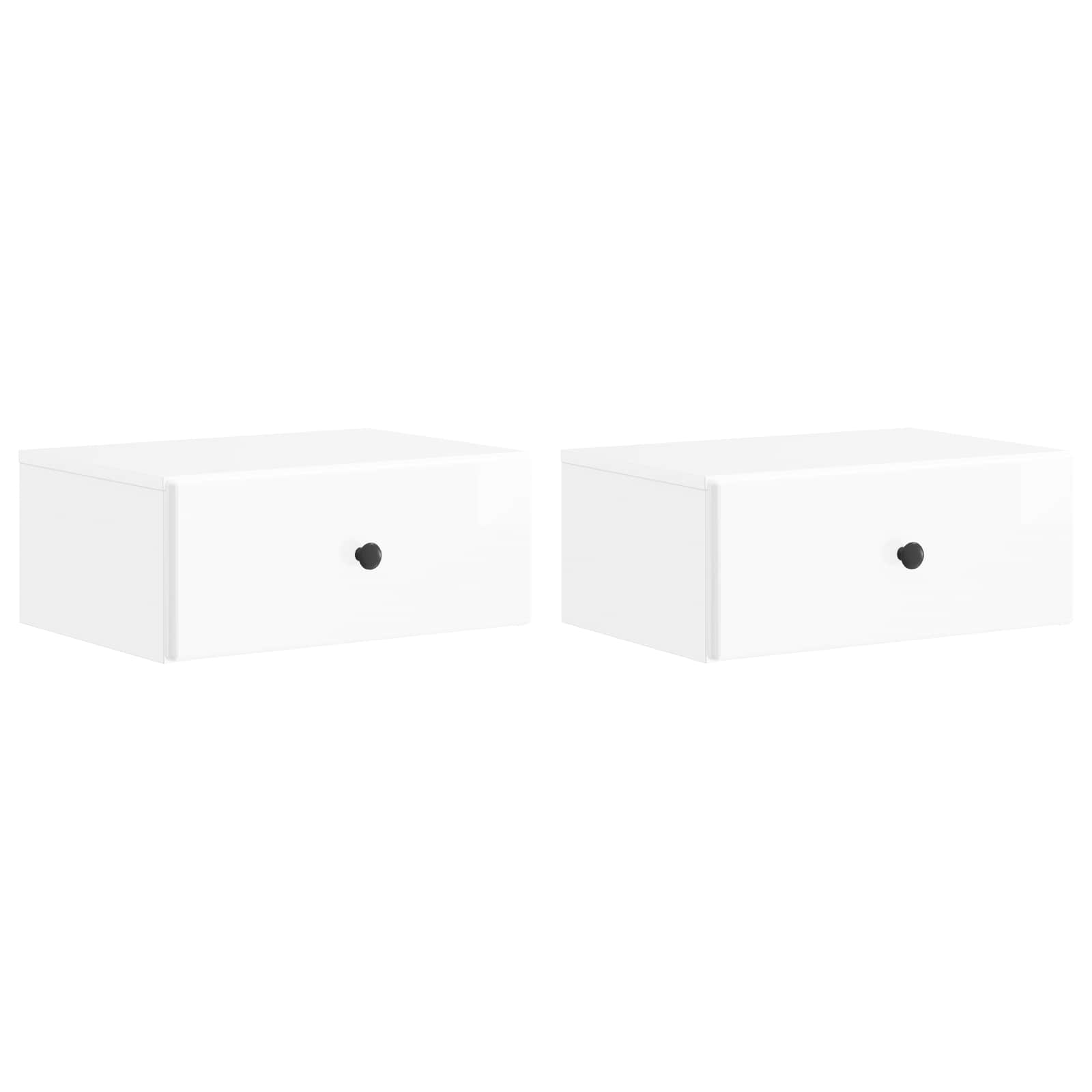Mobiletto da notte a muro 2 pcs Bianco Lucido 49 x 34,5 x 20 cm