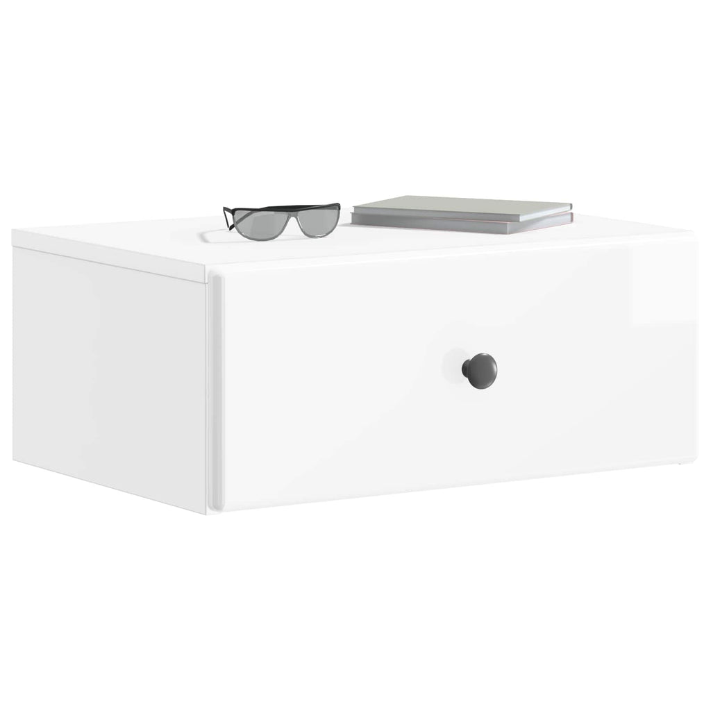Mobiletto da notte a muro 2 pcs Bianco Lucido 49 x 34,5 x 20 cm