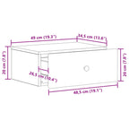 Mobiletto da notte a muro Rovere Fumo 49 x 34,5 x 20 cm