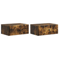 Mobiletto da notte a muro 2 pcs Rovere Fumo 49 x 34,5 x 20 cm