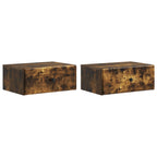 Mobiletto da notte a muro 2 pcs Rovere Fumo 49 x 34,5 x 20 cm