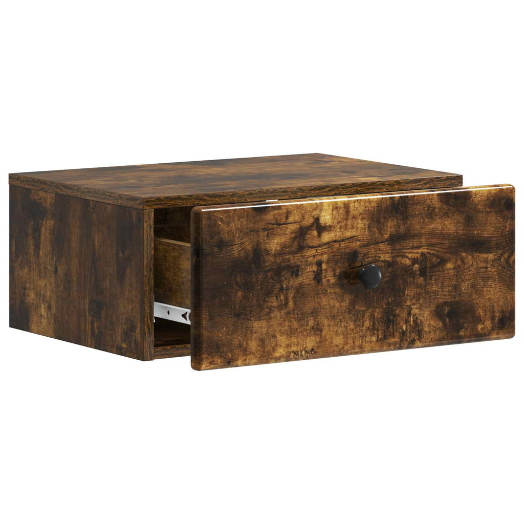 Mobiletto da notte a muro 2 pcs Rovere Fumo 49 x 34,5 x 20 cm