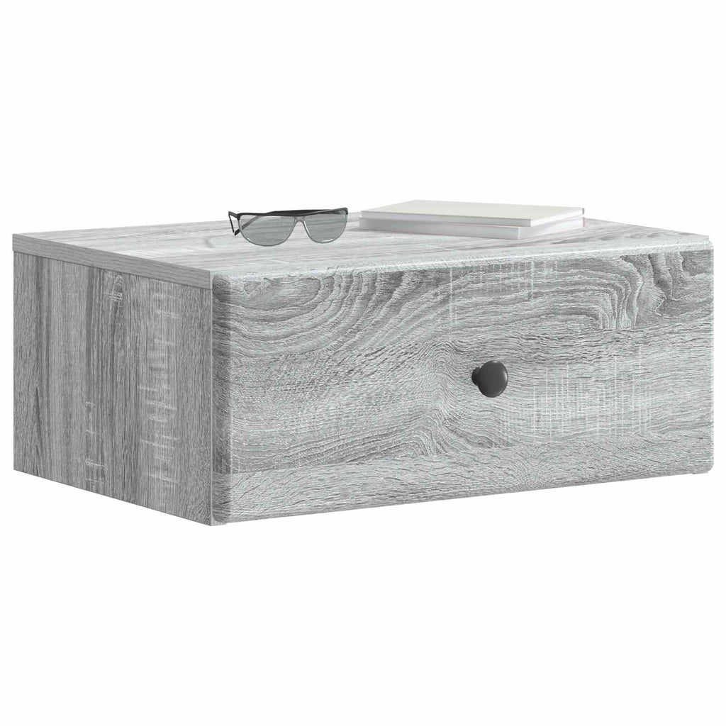 Mobiletto da notte a muro Grigio Sonoma 49 x 34,5 x 20 cm