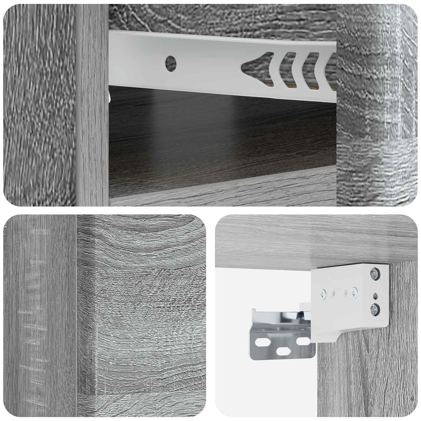 Mobiletto da notte a muro 2 pcs Grigio Sonoma 49 x 34,5 x 20 cm