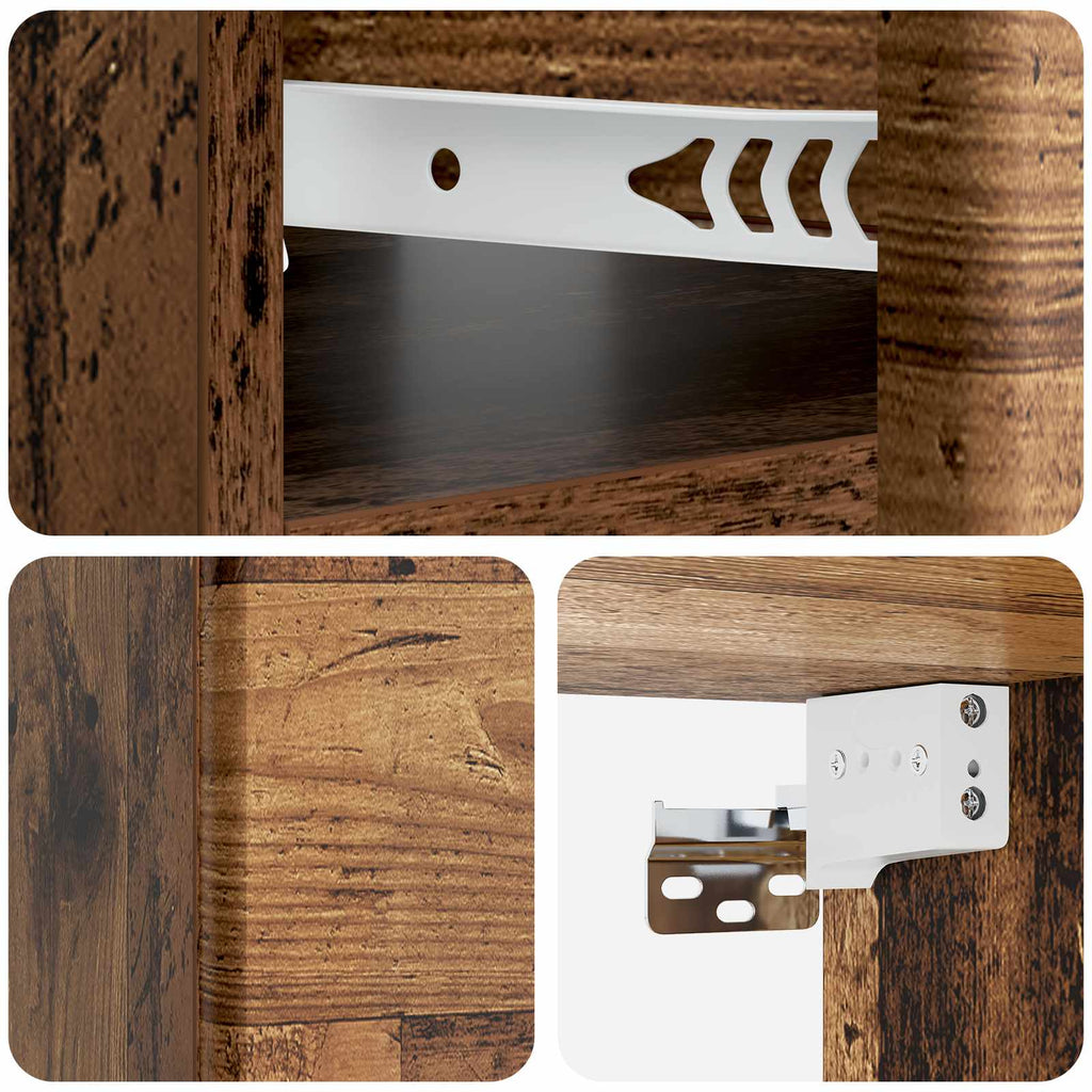 Mobiletto da notte a muro 2 pcs Legno antico 49 x 34,5 x 20 cm