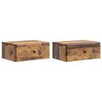 Mobiletto da notte a muro 2 pcs Legno antico 49 x 34,5 x 20 cm