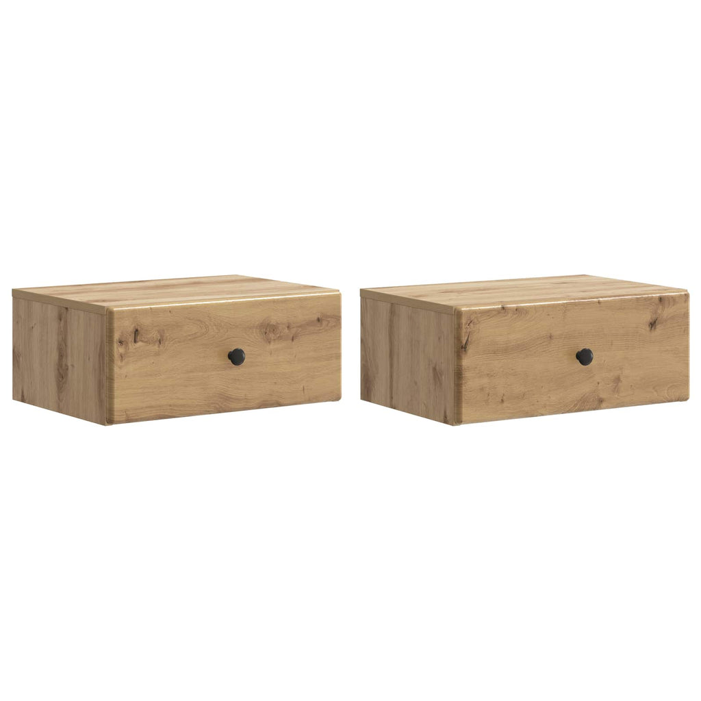 Mobiletto da notte a muro con cassetto 2 pcs Rovere Artigianale
