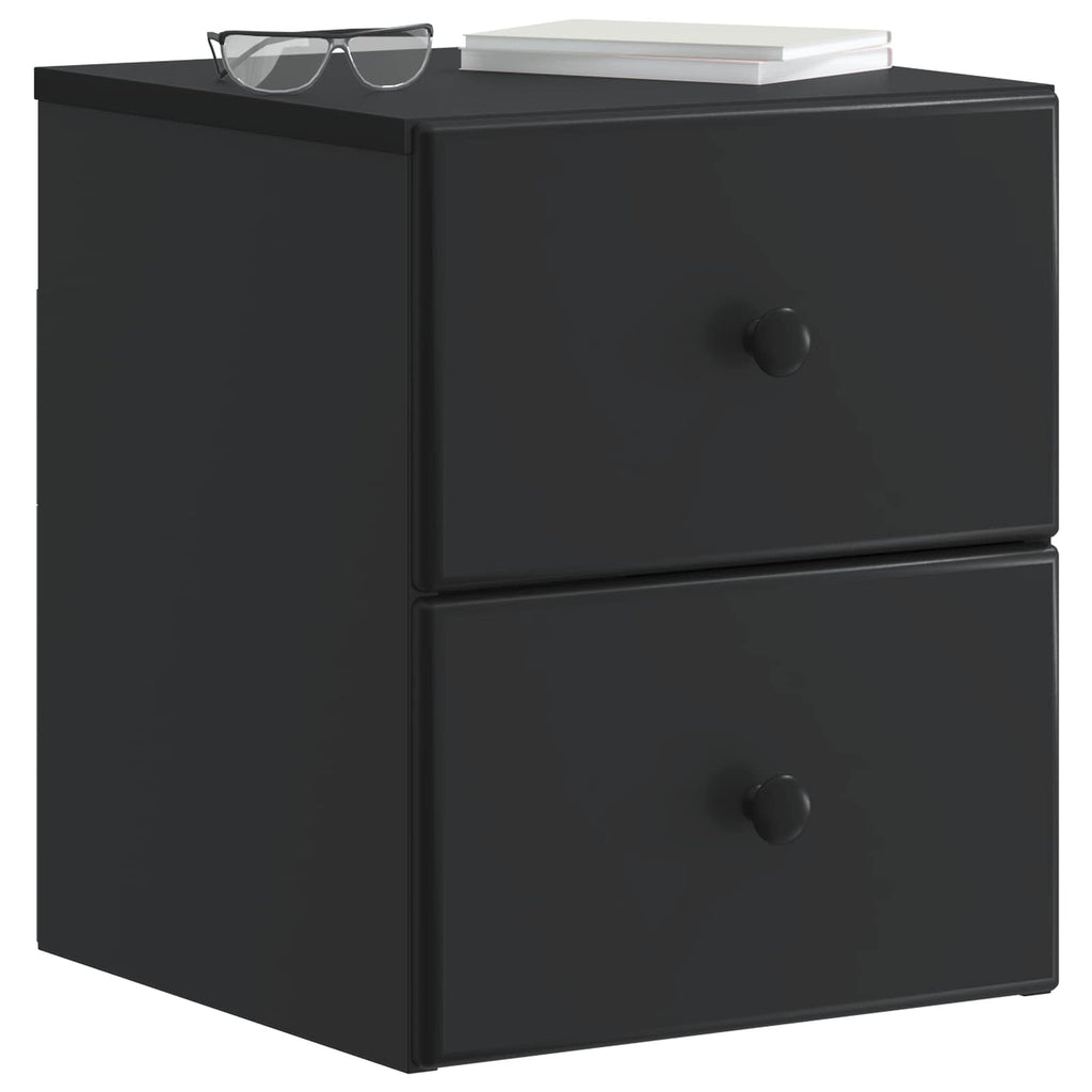 Mobiletto da notte a muro con cassetto Nero 34,5 x 33 x 40 cm