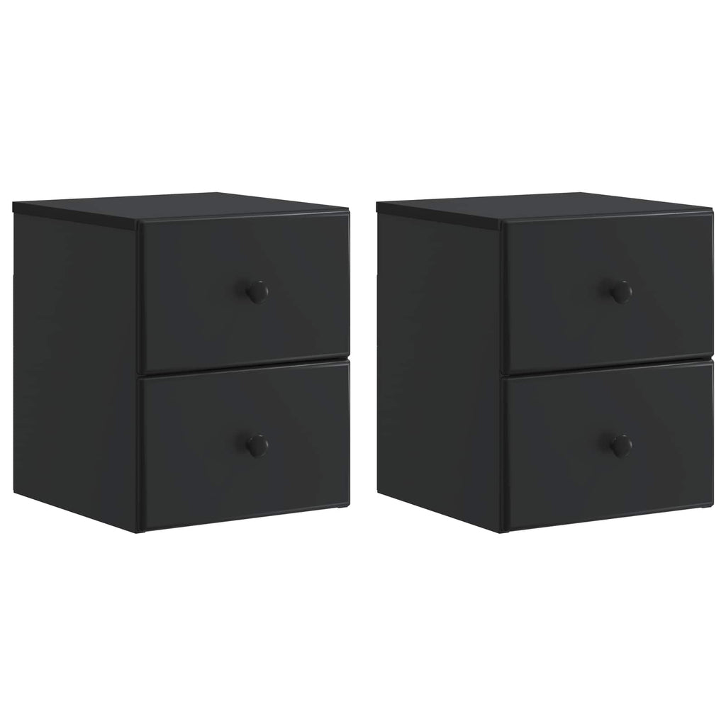 Mobiletto da notte a muro 2 pcs Nero 34,5 x 33 x 40 cm