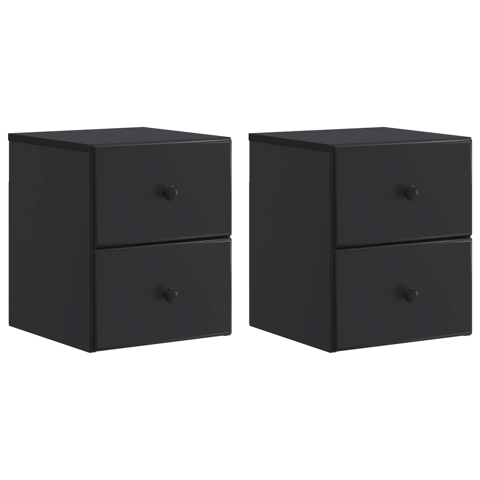 Mobiletto da notte a muro 2 pcs Nero 34,5 x 33 x 40 cm