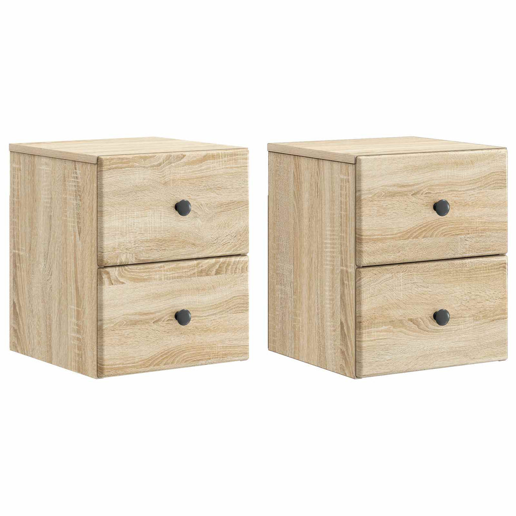 Mobiletto da notte a muro 2 pcs Rovere Sonoma 34,5 x 33 x 40 cm
