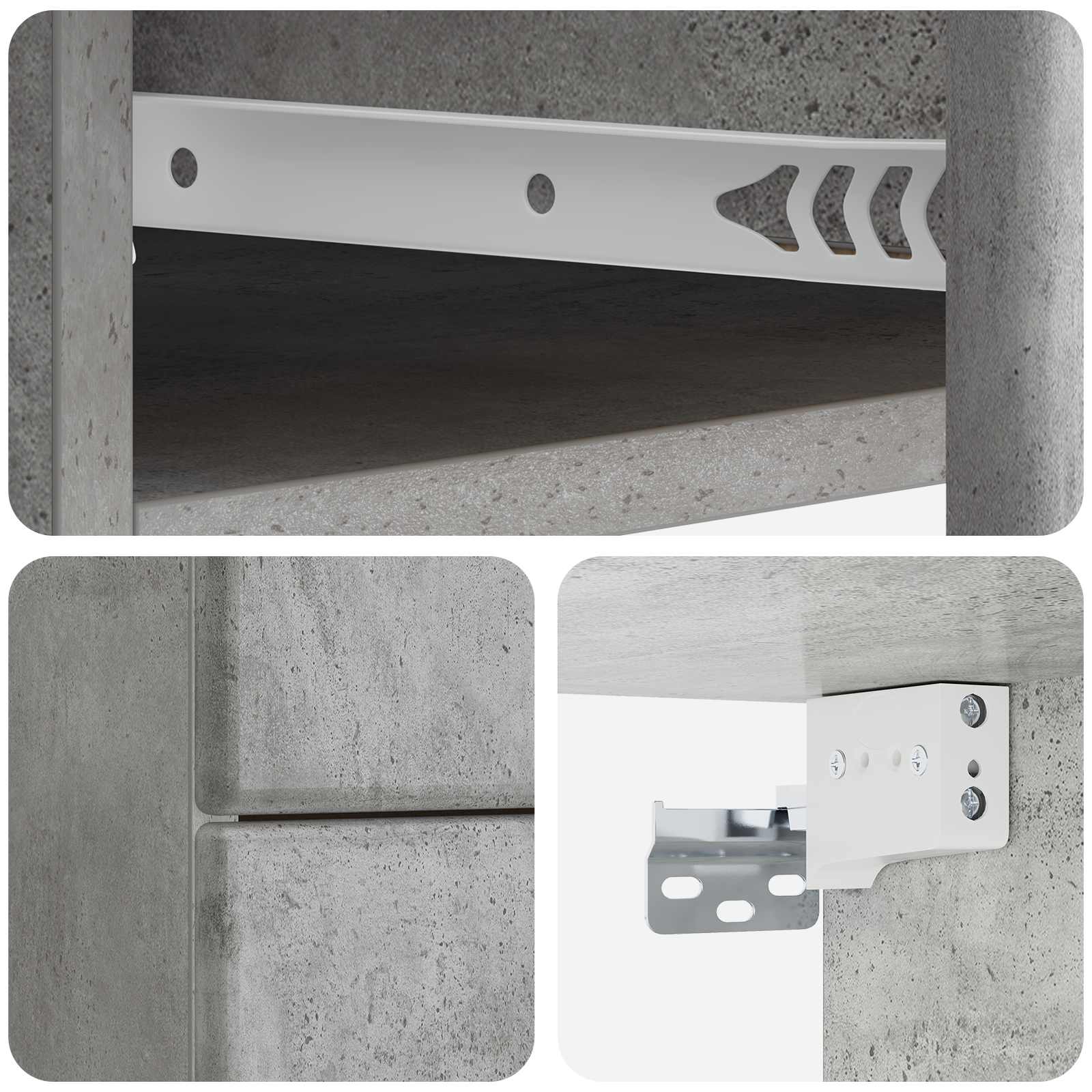 Mobiletto da notte a muro con cassetto 2 pcs Grigio Cemento