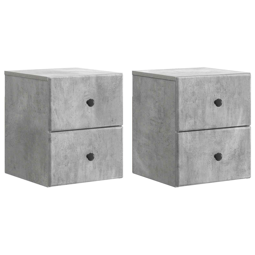Mobiletto da notte a muro con cassetto 2 pcs Grigio Cemento