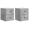 Mobiletto da notte a muro con cassetto 2 pcs Grigio Cemento