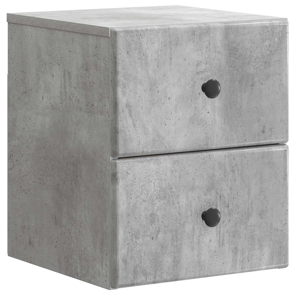 Mobiletto da notte a muro con cassetto 2 pcs Grigio Cemento