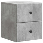 Mobiletto da notte a muro con cassetto 2 pcs Grigio Cemento