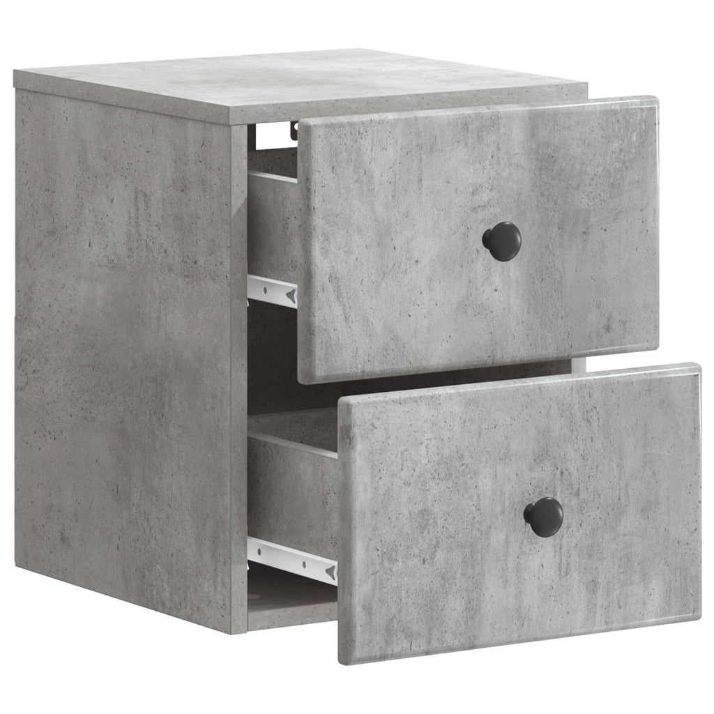 Mobiletto da notte a muro con cassetto 2 pcs Grigio Cemento