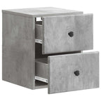 Mobiletto da notte a muro con cassetto 2 pcs Grigio Cemento