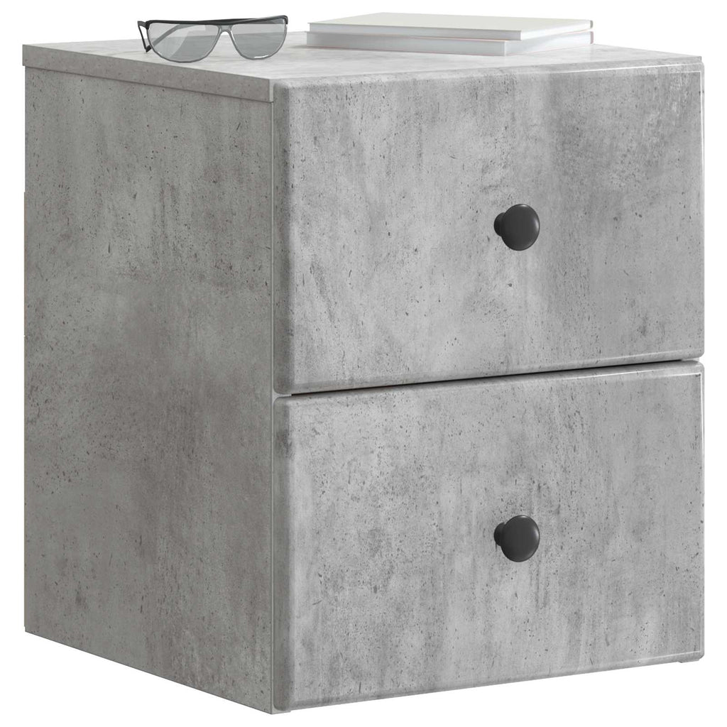 Mobiletto da notte a muro con cassetto 2 pcs Grigio Cemento