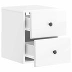 Mobiletto da notte a muro Bianco Lucido 34,5 x 33 x 40 cm