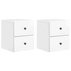 Mobiletto da notte a muro 2 pcs Bianco Lucido 34,5 x 33 x 40 cm