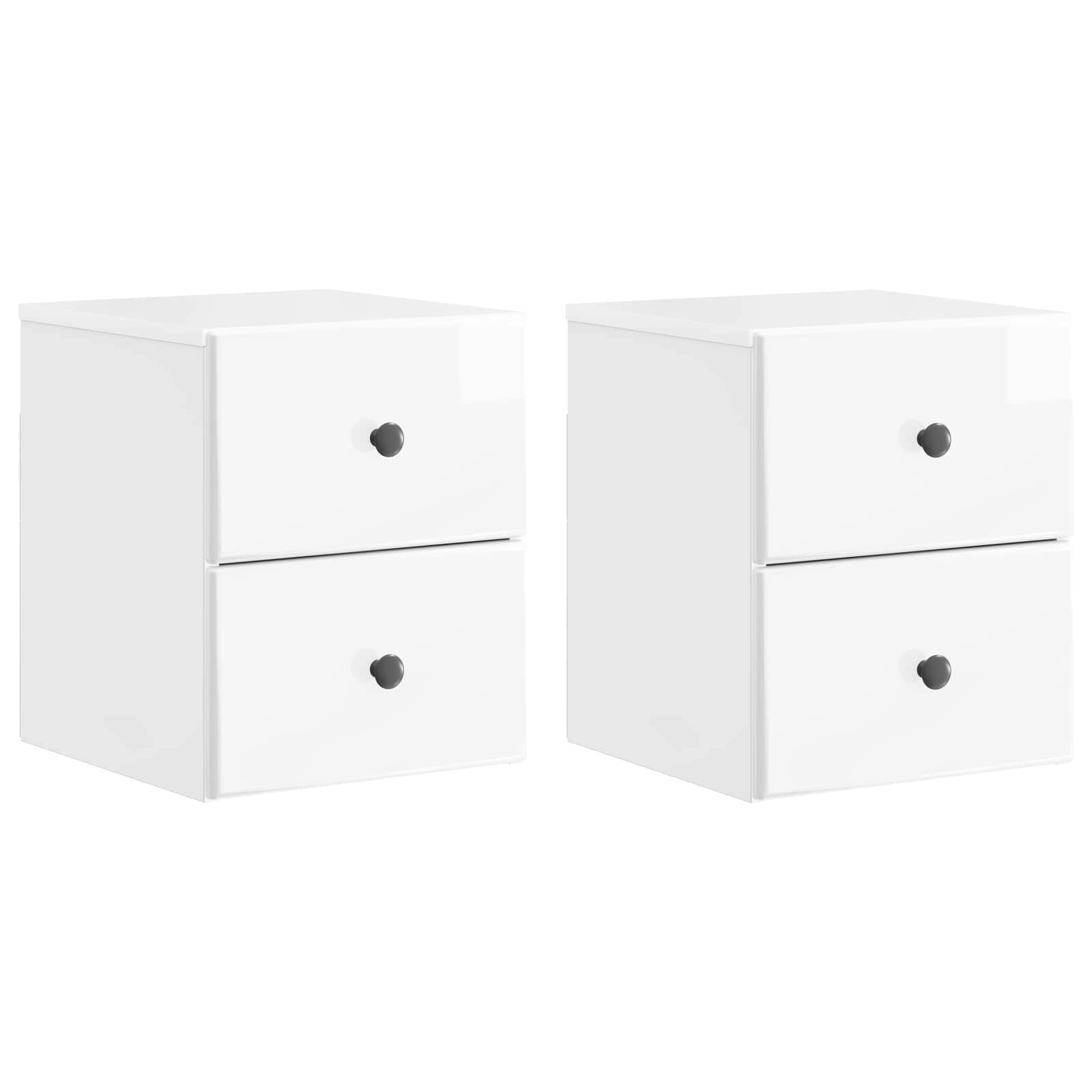 Mobiletto da notte a muro 2 pcs Bianco Lucido 34,5 x 33 x 40 cm