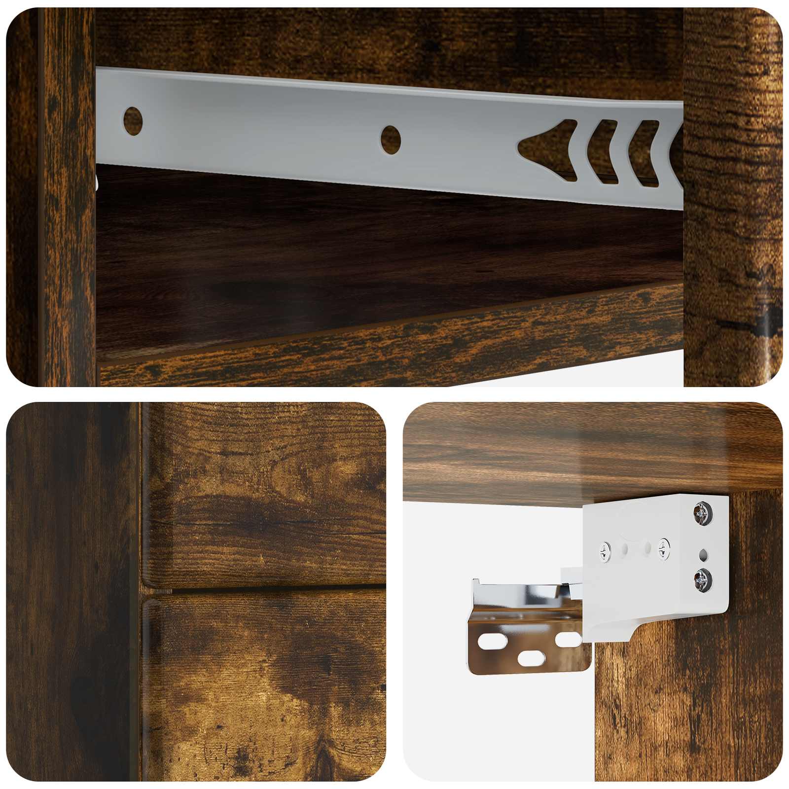 Mobiletto da notte a muro Rovere Fumo 34,5 x 33 x 40 cm