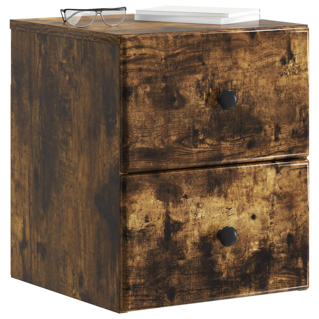 Mobiletto da notte a muro Rovere Fumo 34,5 x 33 x 40 cm