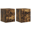 Mobiletto da notte a muro 2 pcs Rovere Fumo 34,5 x 33 x 40 cm