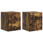 Mobiletto da notte a muro 2 pcs Rovere Fumo 34,5 x 33 x 40 cm