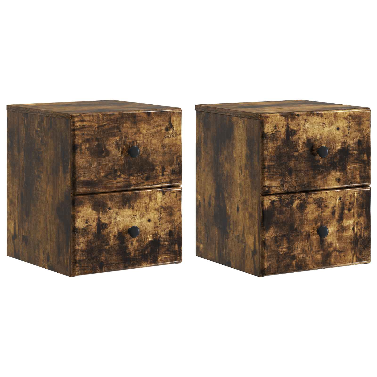 Mobiletto da notte a muro 2 pcs Rovere Fumo 34,5 x 33 x 40 cm