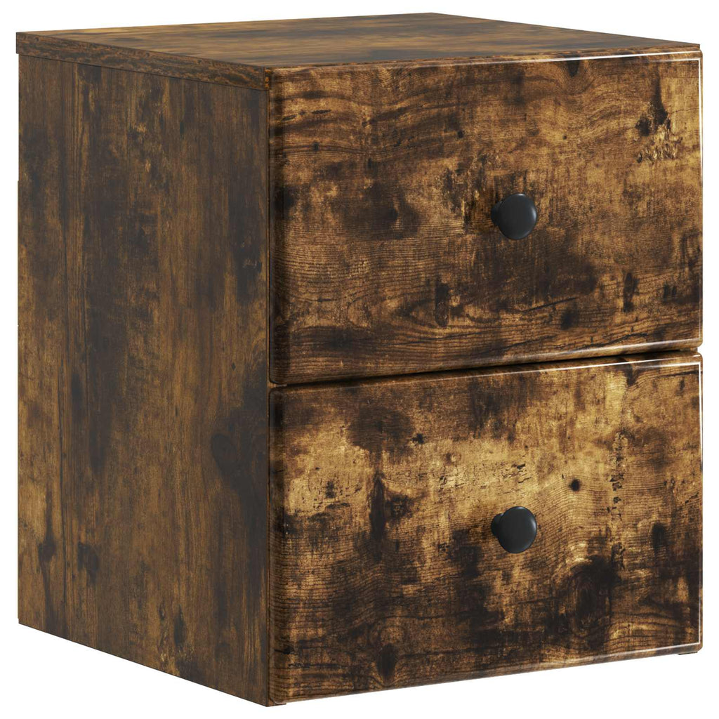Mobiletto da notte a muro 2 pcs Rovere Fumo 34,5 x 33 x 40 cm