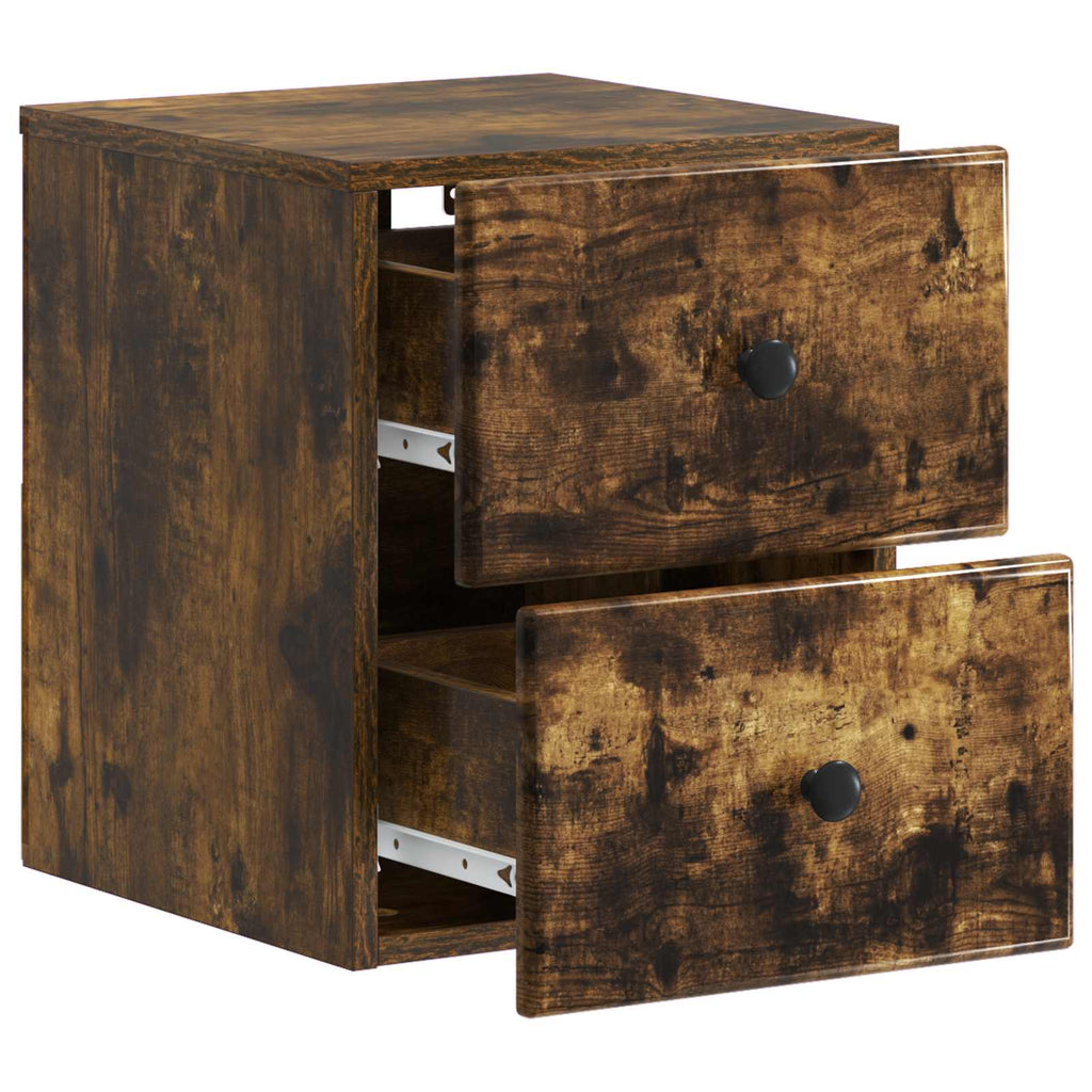 Mobiletto da notte a muro 2 pcs Rovere Fumo 34,5 x 33 x 40 cm