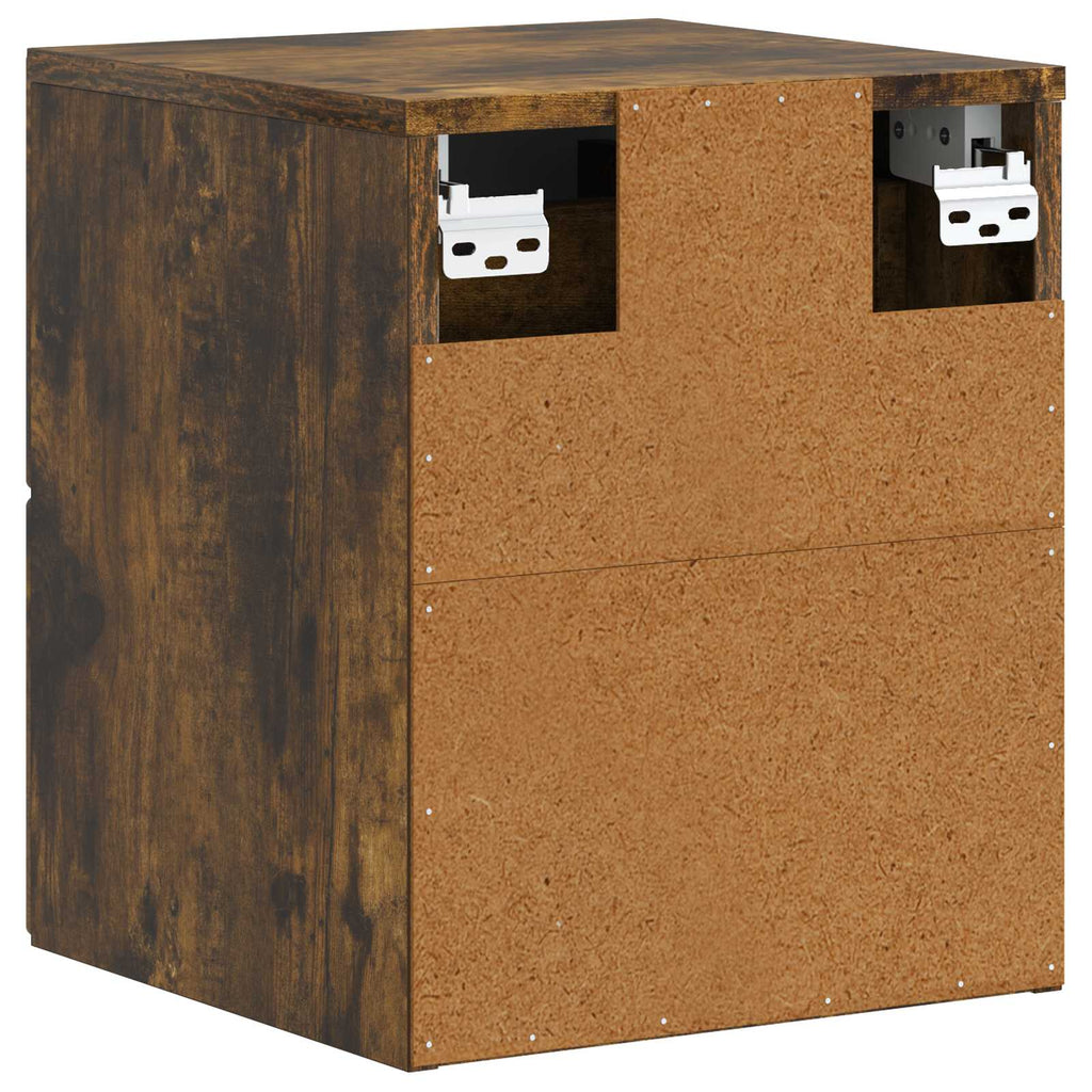 Mobiletto da notte a muro 2 pcs Rovere Fumo 34,5 x 33 x 40 cm