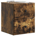 Mobiletto da notte a muro 2 pcs Rovere Fumo 34,5 x 33 x 40 cm