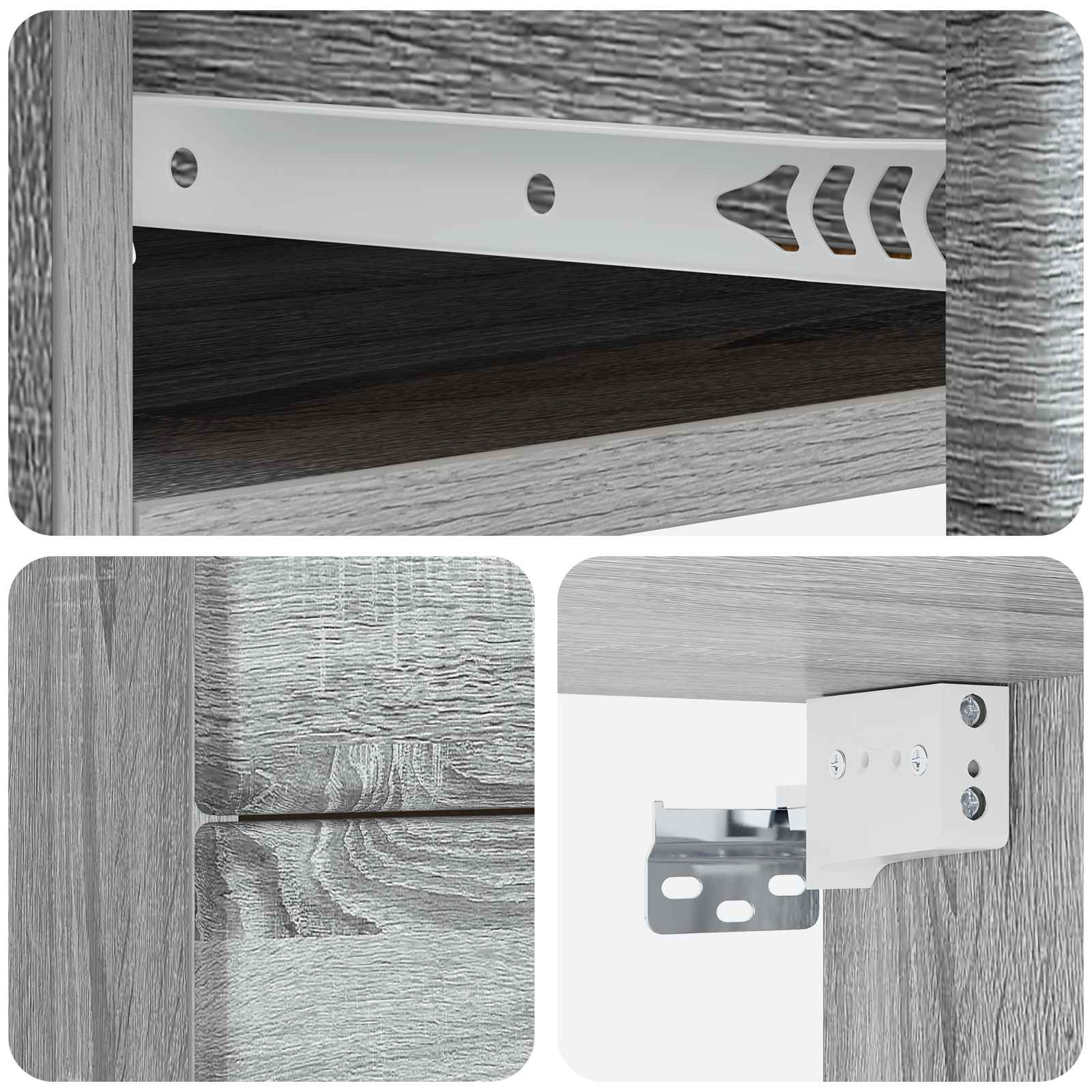Mobiletto da notte a muro Grigio Sonoma 34,5 x 33 x 40 cm