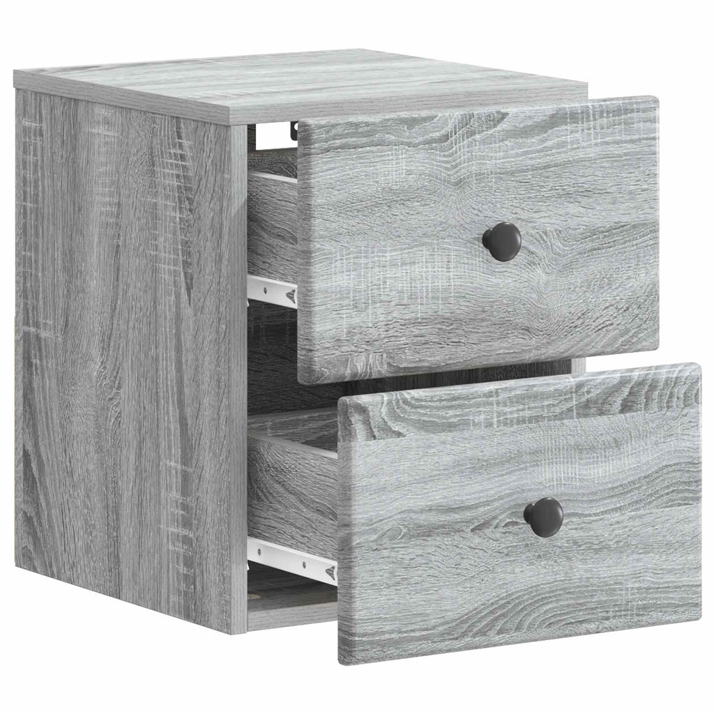 Mobiletto da notte a muro Grigio Sonoma 34,5 x 33 x 40 cm