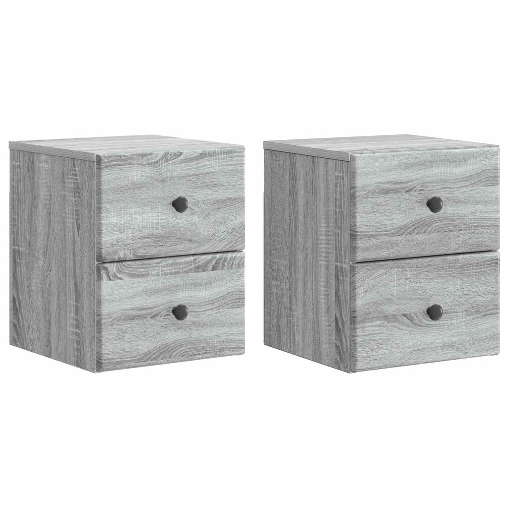 Mobiletto da notte a muro 2 pcs Grigio Sonoma 34,5 x 33 x 40 cm
