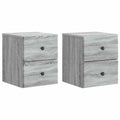 Mobiletto da notte a muro 2 pcs Grigio Sonoma 34,5 x 33 x 40 cm