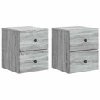 Mobiletto da notte a muro 2 pcs Grigio Sonoma 34,5 x 33 x 40 cm