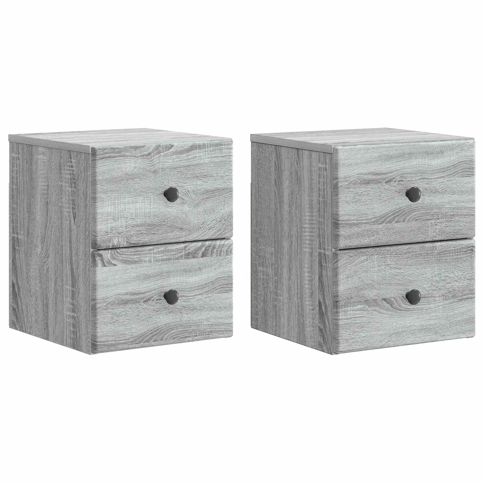 Mobiletto da notte a muro 2 pcs Grigio Sonoma 34,5 x 33 x 40 cm