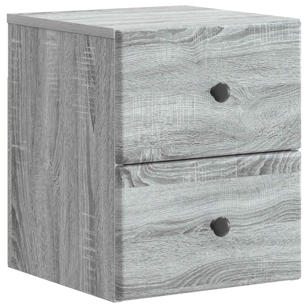 Mobiletto da notte a muro 2 pcs Grigio Sonoma 34,5 x 33 x 40 cm
