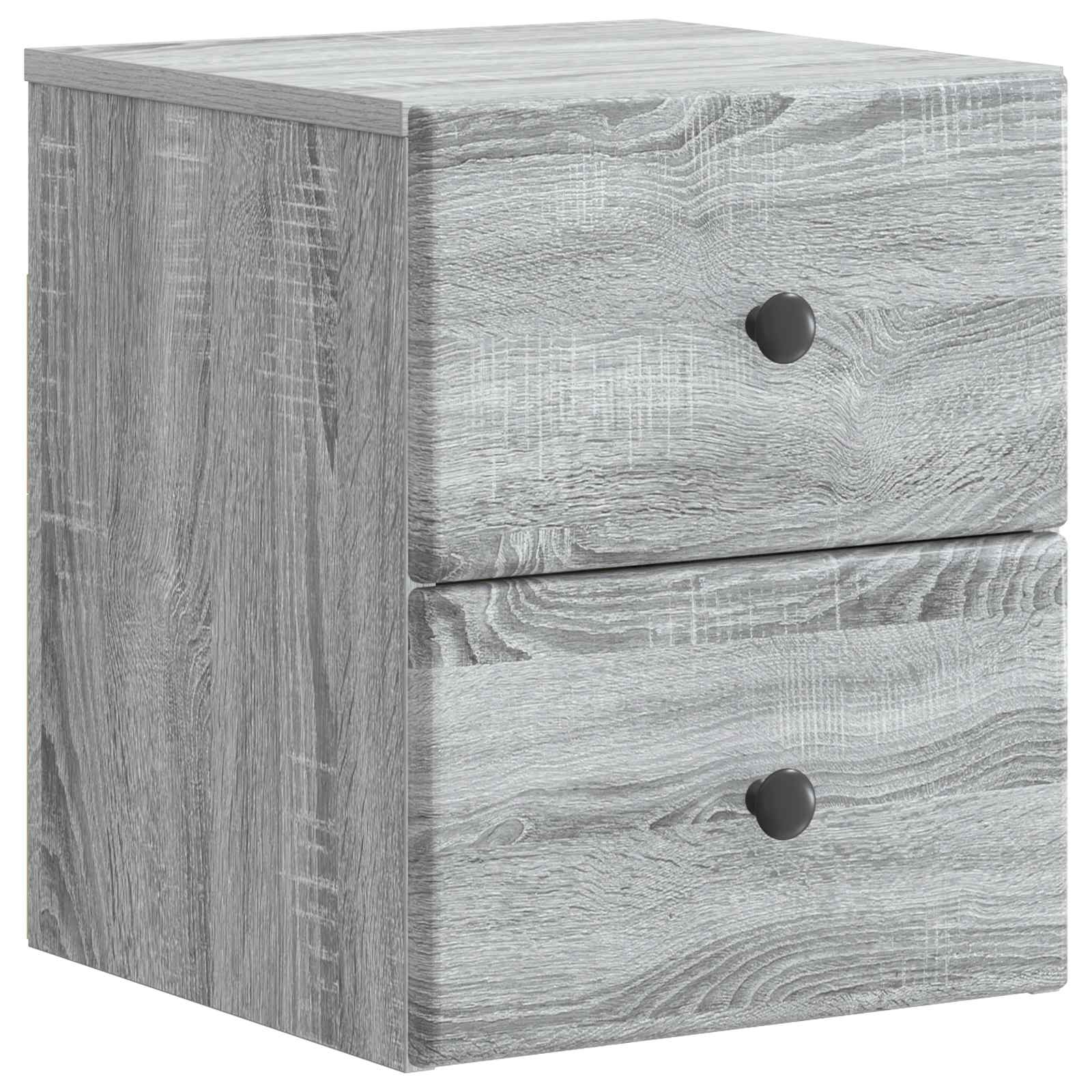 Mobiletto da notte a muro 2 pcs Grigio Sonoma 34,5 x 33 x 40 cm