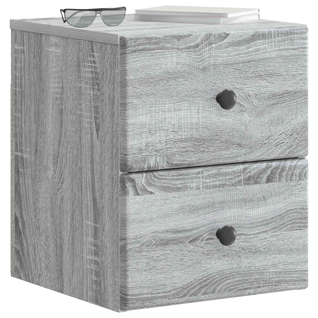 Mobiletto da notte a muro 2 pcs Grigio Sonoma 34,5 x 33 x 40 cm
