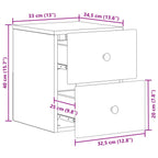 Mobiletto da notte a muro 2 pcs Grigio Sonoma 34,5 x 33 x 40 cm