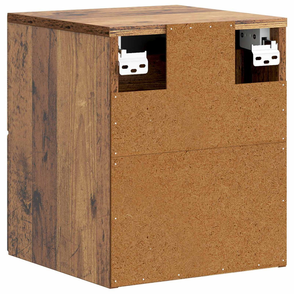 Mobiletto da notte a muro Legno antico 34,5 x 33 x 40 cm