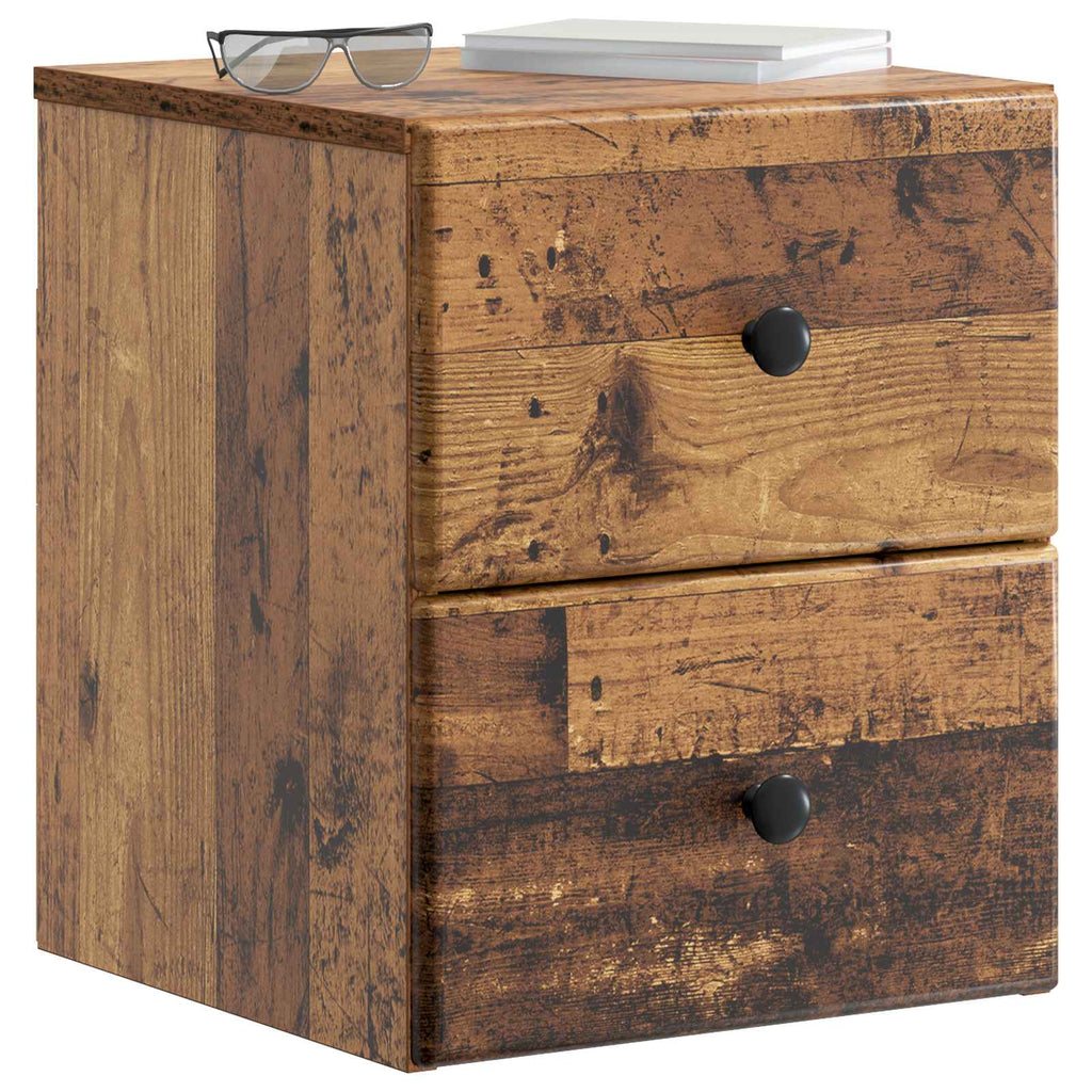 Mobiletto da notte a muro Legno antico 34,5 x 33 x 40 cm