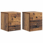 Mobiletto da notte a muro 2 pcs Legno antico 34,5 x 33 x 40 cm