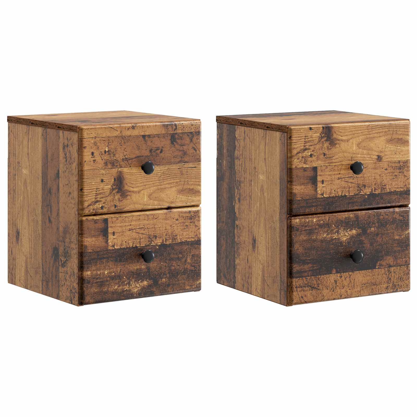 Mobiletto da notte a muro 2 pcs Legno antico 34,5 x 33 x 40 cm